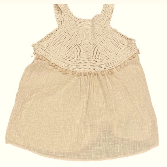 Adiva Anthropologie Linen Knit Crochet Pom Pom Tank Medium - Picture 7 of 7